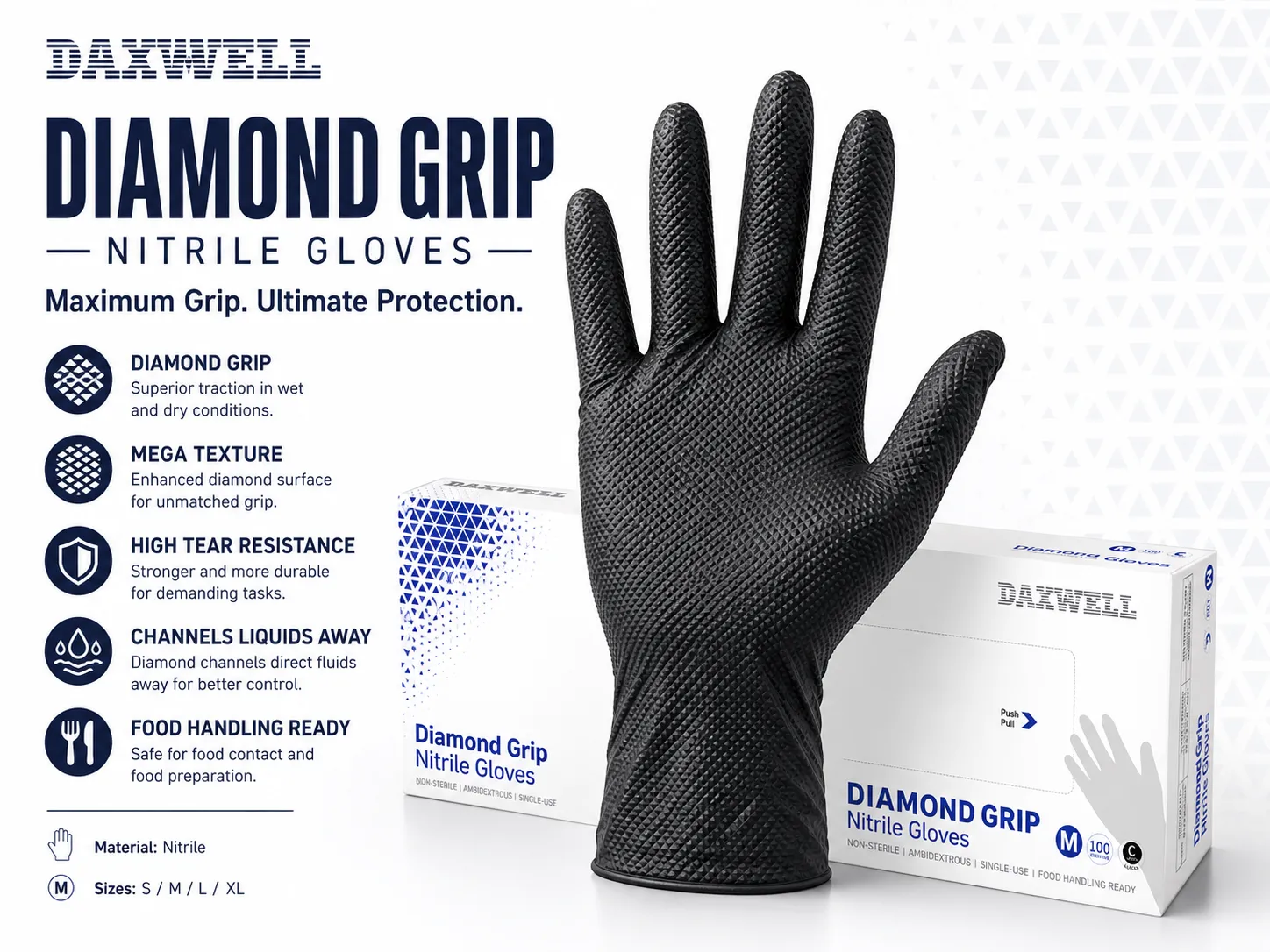 Nitrile Diamond-Grip Gloves Glove Pair View