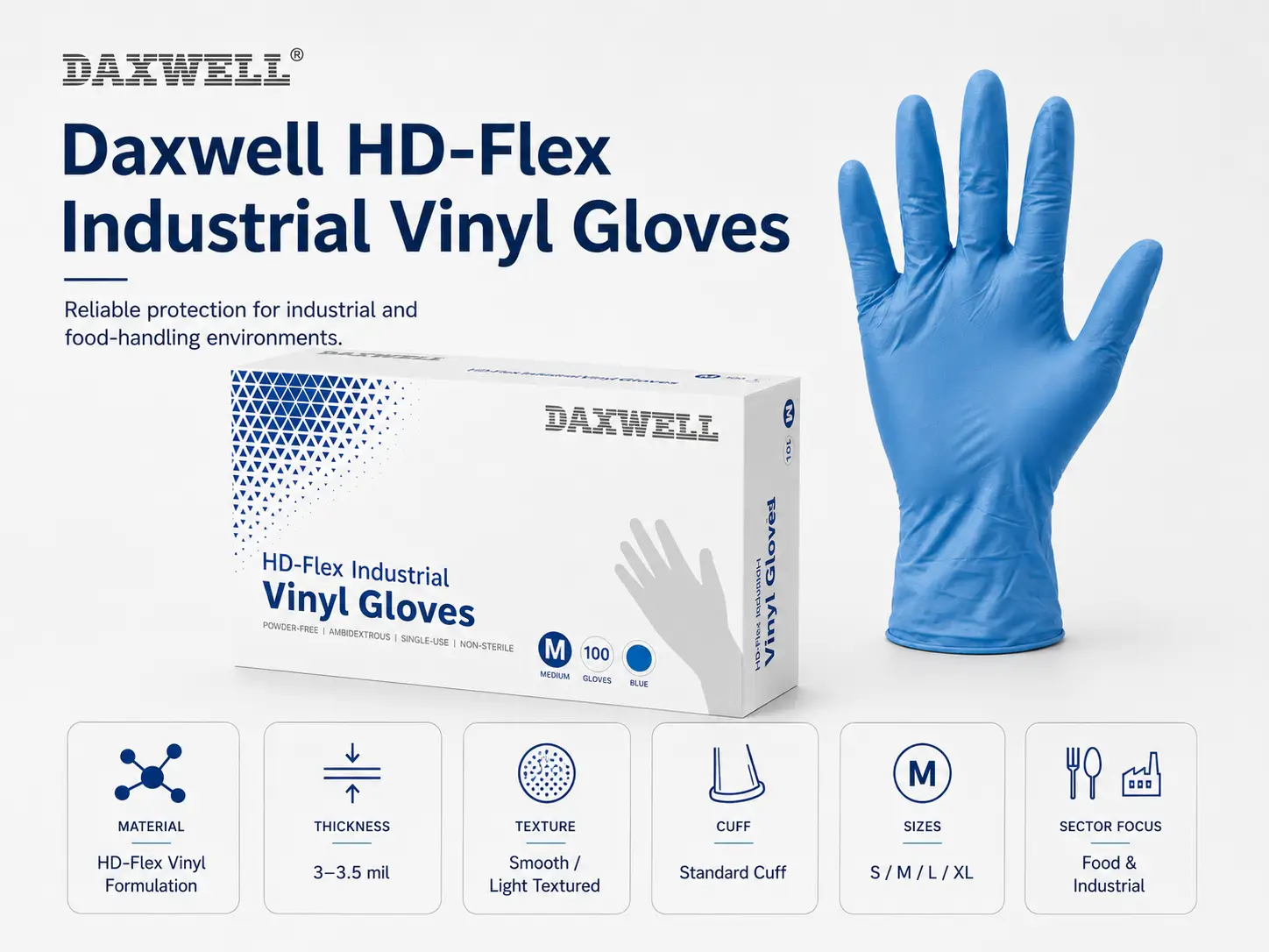 Vinyl HyperFlex Industrial Gloves Texture and Cuff Detail