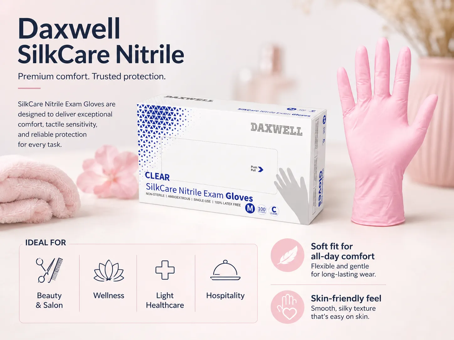 Nitrile CoreFlex Comfort Gloves Texture and Cuff Detail